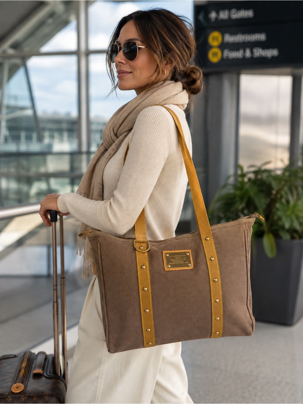 Louis Vuitton Antigua Cabas Brun Canvas Inventeur Tote GM (Grand Modèle - Large)
